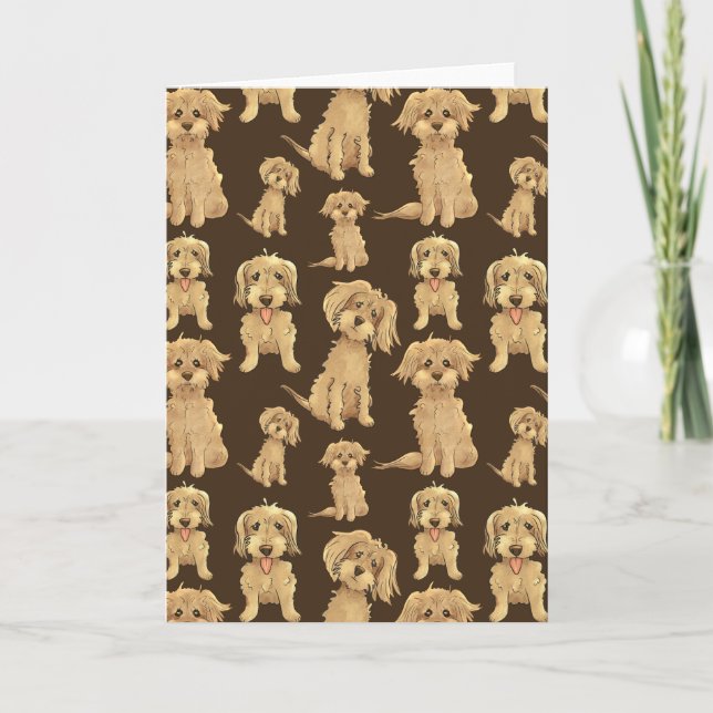 Dog Pattern Brown labradoodle goldendoodle Card (Front)