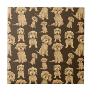 Dog Pattern Brown labradoodle goldendoodle Ceramic Tile