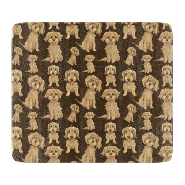 Dog Pattern Brown labradoodle goldendoodle Cutting Board (Front)