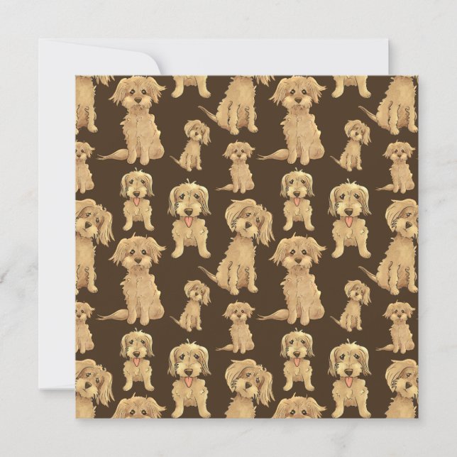 Dog Pattern Brown labradoodle goldendoodle Flat Card (Front)