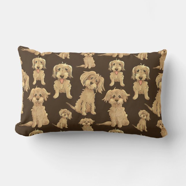 Dog Pattern Brown labradoodle goldendoodle Lumbar Cushion (Front)