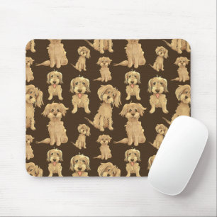 Dog Pattern Brown labradoodle goldendoodle Mouse Pad