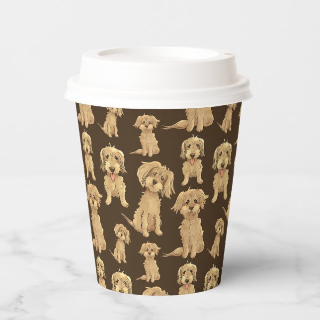 Dog Pattern Brown labradoodle goldendoodle Paper Cups (Front)