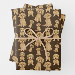 Dog Pattern Brown labradoodle goldendoodle Wrapping Paper Sheet