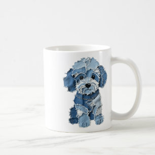 Dog Pattern Denim Patchwork Art Coffee Mug