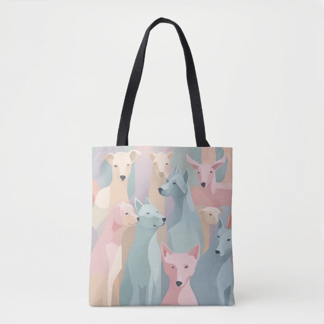 Dog Pattern Pastel Colours Minimalist Illustration Tote Bag (Front)