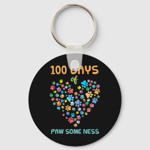 Dog Paw 100 Days Of School Animal Paw some ness Key Ring