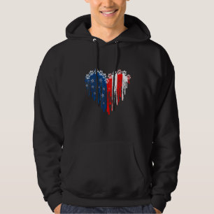 Dog Paw American Heart Flag Dog 4th Of July Hoodie