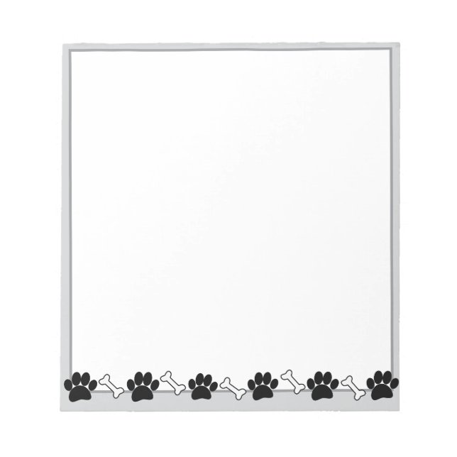 Dog Paw and Bones Drawing Custom Notepad (Front)