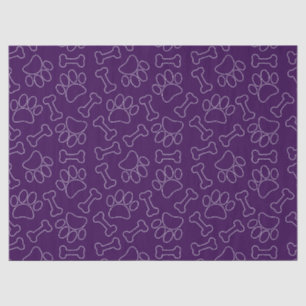 Dog Paw And Bones Drawing Pattern Custom Purple Tissue Paper
