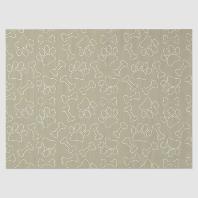 Dog Paw And Bones Drawing Pattern Custom Sage  Tissue Paper (Front)