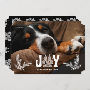 Dog Paw and Pines Pet Lover Horizontal Photo Holiday Card
