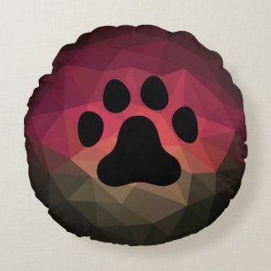 Dog paw, animal footprint, cat foot round cushion