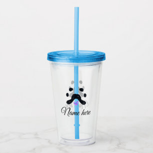 Dog paw black pet add name text animal paw photo acrylic tumbler