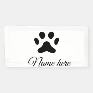 Dog paw black pet add name text animal paw photo banner