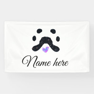 Dog paw black pet add name text animal paw photo banner