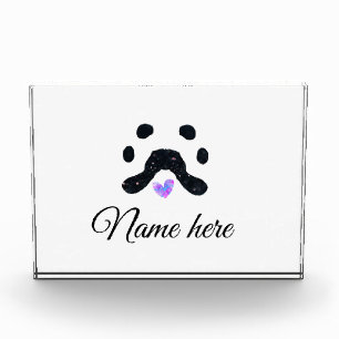 Dog paw black pet add name text animal paw photo block