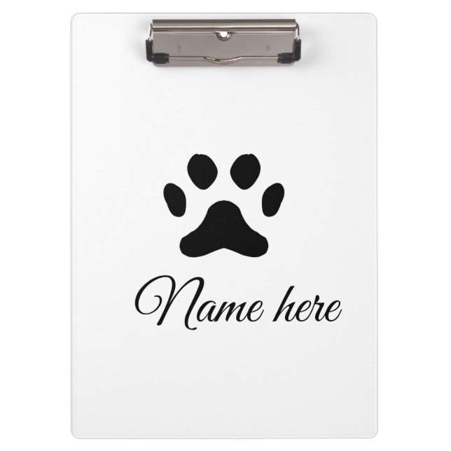 Dog paw black pet add name text animal paw photo clipboard (Front)