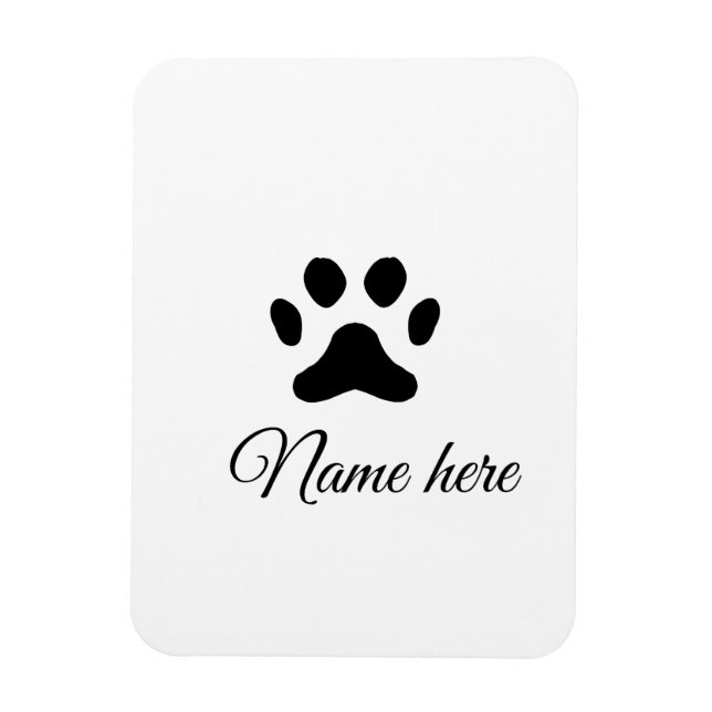 Dog paw black pet add name text animal paw photo magnet (Vertical)
