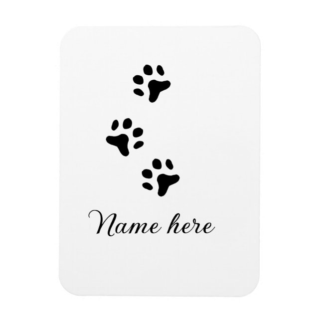 Dog paw black pet add name text animal paw photo magnet (Vertical)