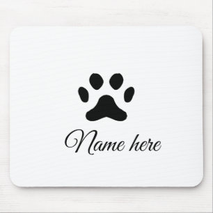 Dog paw black pet add name text animal paw photo mouse pad
