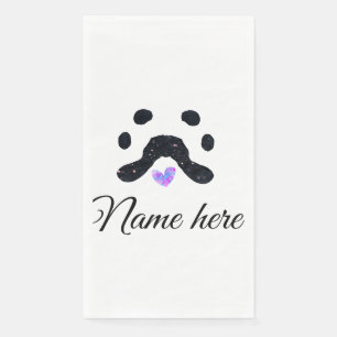 Dog paw black pet add name text animal paw photo napkin