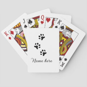 Dog paw black pet add name text animal paw photo playing cards