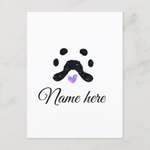 Dog paw black pet add name text animal paw photo postcard