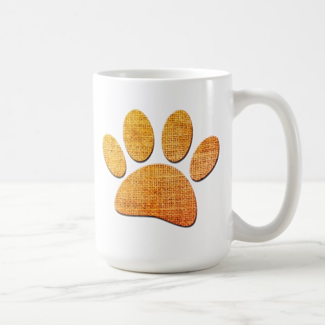 Dog Paw Burlap Aged Print Coffee Mug (Right)