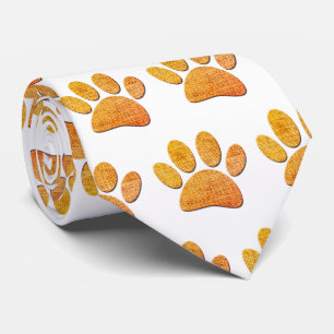 Dog Paw Burlap Aged Print Tie