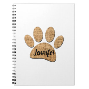 Dog Paw Burlap Print Notebook