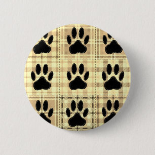 Dog Paw Cartoon Pattern Quilt In Sepia 6 Cm Round Badge