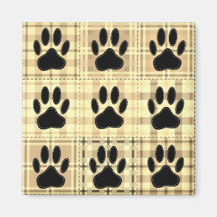Dog Paw Cartoon Pattern Quilt In Sepia Magnet