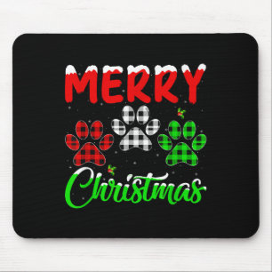 Dog Paw Christmas Pyjamas Puppy Dog Lover Xmas Mouse Pad