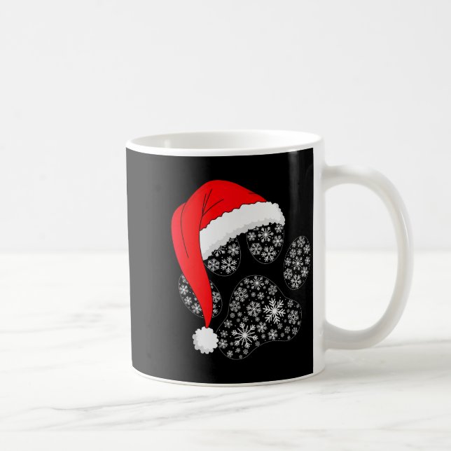Dog Paw Christmas Santa Hat Funny Puppy Dog Lover  Coffee Mug (Right)