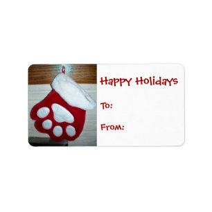 Dog Paw Christmas Stocking Label