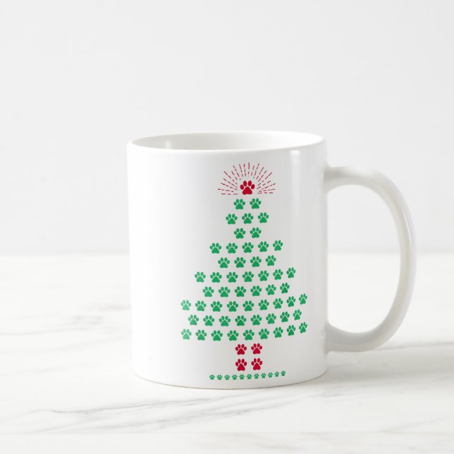 Dog Paw Christmas Tree Pyjamas Puppy Dog Lover Xma Coffee Mug (Right)