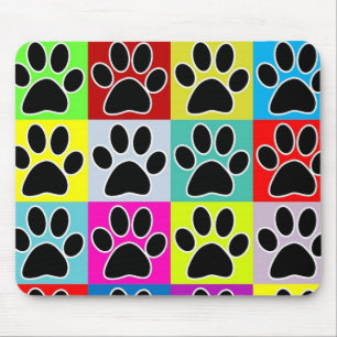 dog paw coloured mouse pad
