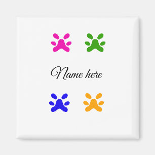 Dog paw colourful pet add name text animal paw magnet