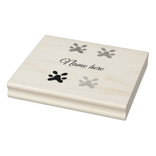 Dog paw colourful pet add name text animal paw rubber stamp