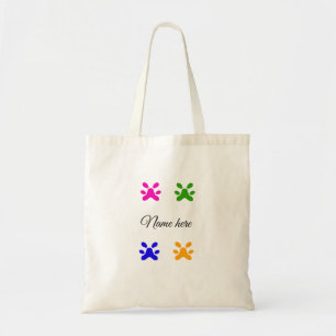 Dog paw colourful pet add name text animal paw tote bag