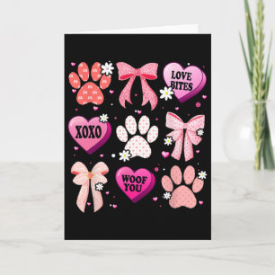 Dog Paw Coquette Bow Heart Valentine Day Dog Lover Card