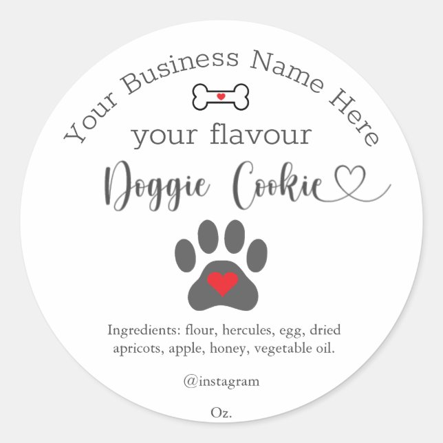 Dog Paw Custom doggie cookie  Classic Round Sticker (Front)