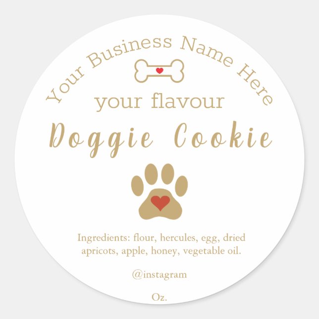 Dog Paw Custom doggie cookie Classic Round Sticker (Front)