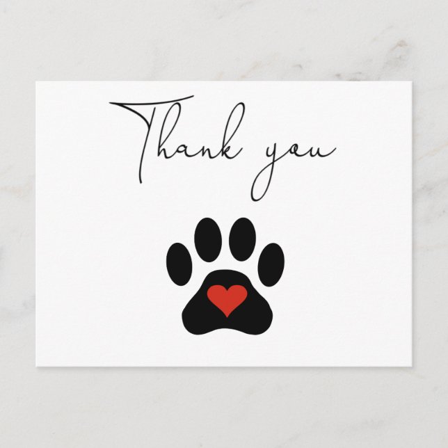 Dog Paw Custom Thank you  Postcard (Front)