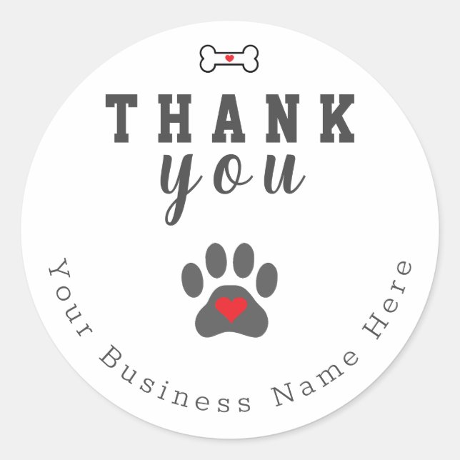 Dog Paw Custom Thank You Stickers (Front)