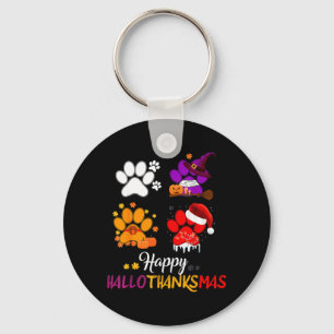 Dog paw Cute Happy Hallothanksmas Key Ring