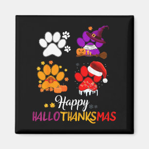 Dog paw Cute Happy Hallothanksmas Magnet