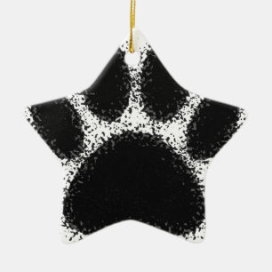 Dog Paw Drawing Ceramic Ornament