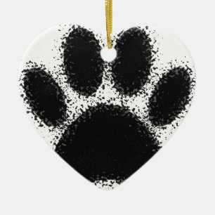 Dog Paw Drawing Ceramic Ornament